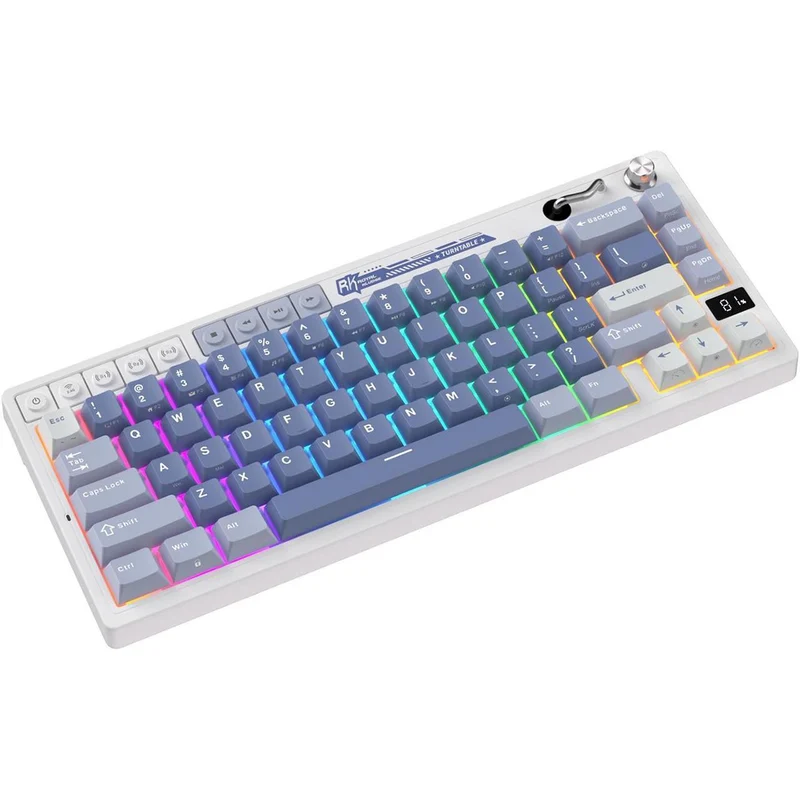 Royal Kludge RK M65 Tri-Mode RGB 66 Keys Hot-Swappable Mechanical Keyboard Ocean Blue (Cream Switch, Beige Switch)