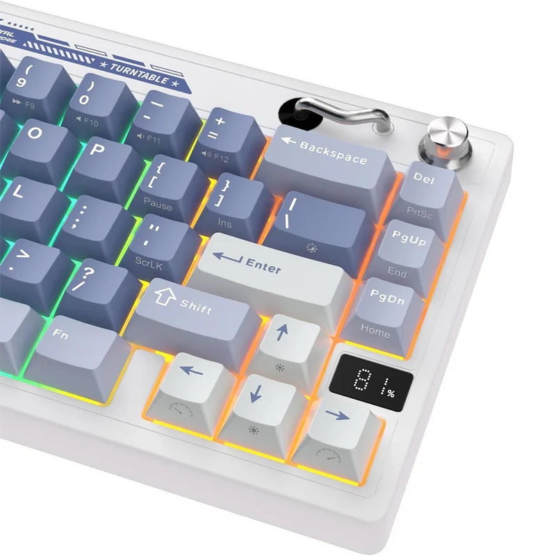 Royal Kludge RK M65 Tri-Mode RGB 66 Keys Hot-Swappable Mechanical Keyboard Ocean Blue (Cream Switch, Beige Switch)