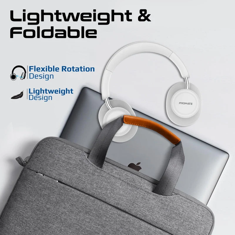 Promate Takt High Fidelity Over-Ear Stereo Wireless Headphones (Black, White)