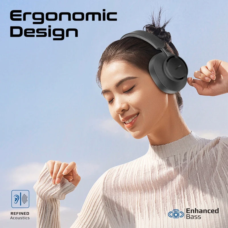 Promate Takt High Fidelity Over-Ear Stereo Wireless Headphones (Black, White)