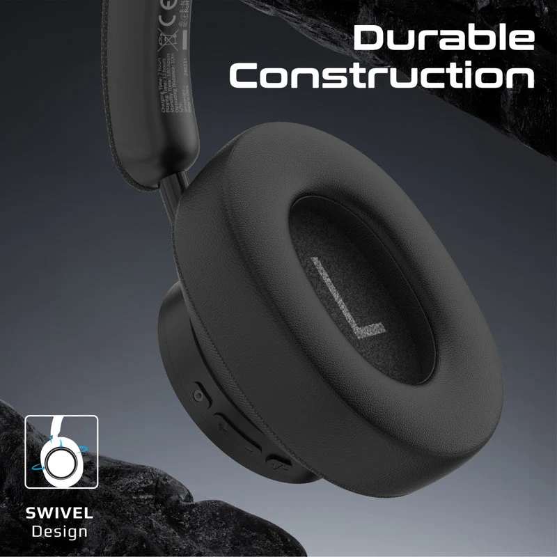 Promate Takt High Fidelity Over-Ear Stereo Wireless Headphones (Black, White)