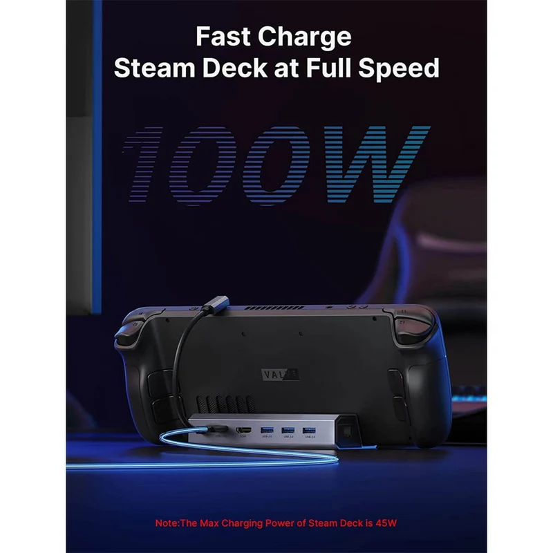 JSAUX USB-C 6-in-1 Docking Station for Steam Deck/ Steam Deck OLED/ ROG Ally / Legion Go (Grey) (HB0603)