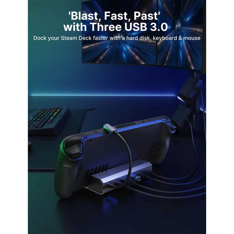 JSAUX USB-C 6-in-1 Docking Station for Steam Deck/ Steam Deck OLED/ ROG Ally / Legion Go (Grey) (HB0603)