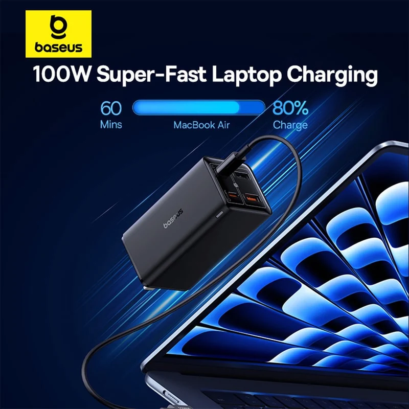 Baseus GaN6 Pro Fast Charger 2C+2U 100W (Cluster Black) (P10162704113-00)