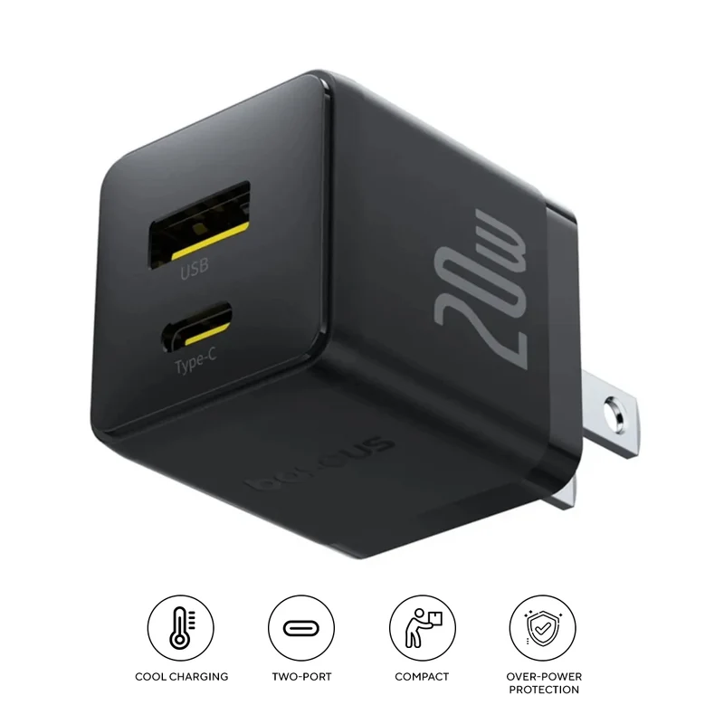Baseus Palm Fast Charger C+U 20W (Cluster Black) (P10111609113-00)