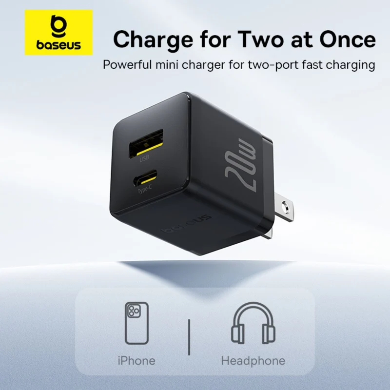 Baseus Palm Fast Charger C+U 20W (Cluster Black) (P10111609113-00)