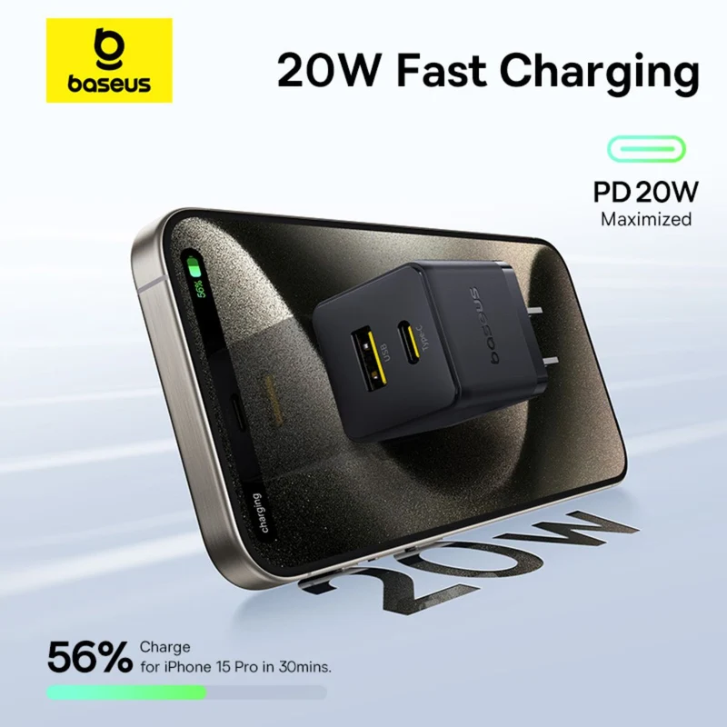 Baseus Palm Fast Charger C+U 20W (Cluster Black) (P10111609113-00)
