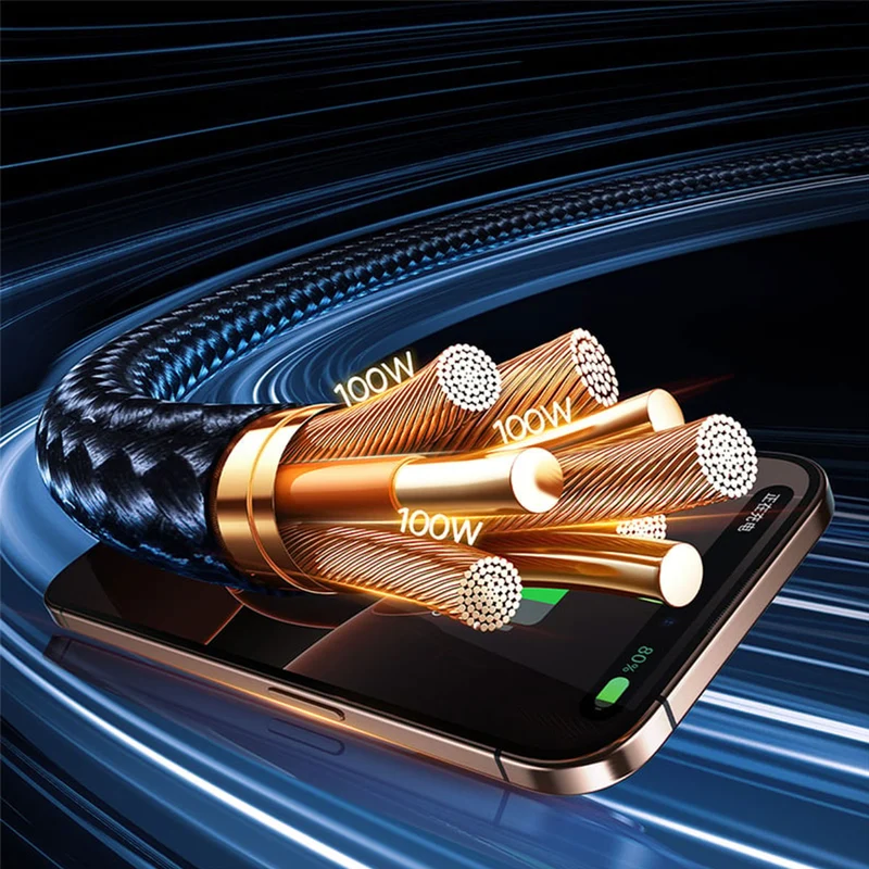 Baseus Flash Series III One-For-Three Fast Charging Cable U+C to C+C+L 100W 1.5m (Cluster Black) (P10377501111-00)