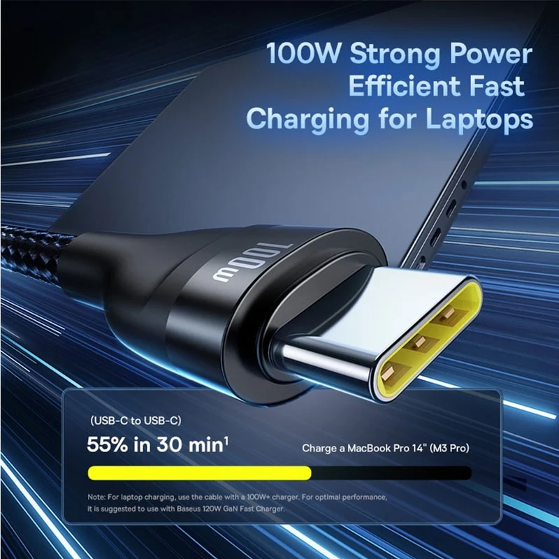 Baseus Flash Series III One-For-Three Fast Charging Cable U+C to C+C+L 100W 1.5m (Cluster Black) (P10377501111-00)