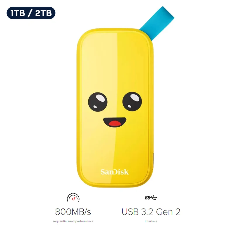 SanDisk Fortnite USB 3.2 Gen 2 Type-C Up to 800MB/s Read Portable SSD - Peely Edition (1TB, 2TB)