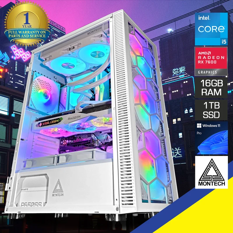 Sigma X3 White Desktop Gaming PC | Intel I5 14500 | 16GB RAM | 1TB SSD | RX 7600 | Windows 11 Pro