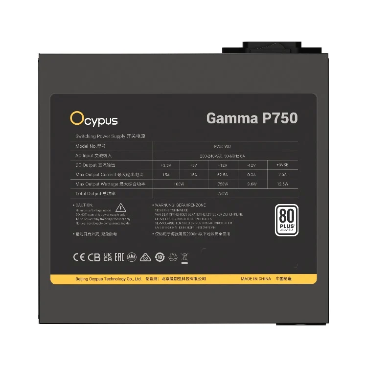 Ocypus Gamma P750 750W 80+ 230V Power Supply (Black)