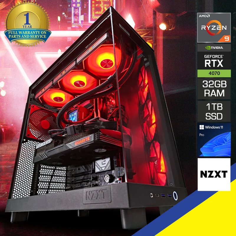Optima H6 Flow Black Desktop Gaming PC | AMD Ryzen 9 7900 | 32GB RAM | 1TB SSD | RTX 4070 OC | Windows 11 Pro