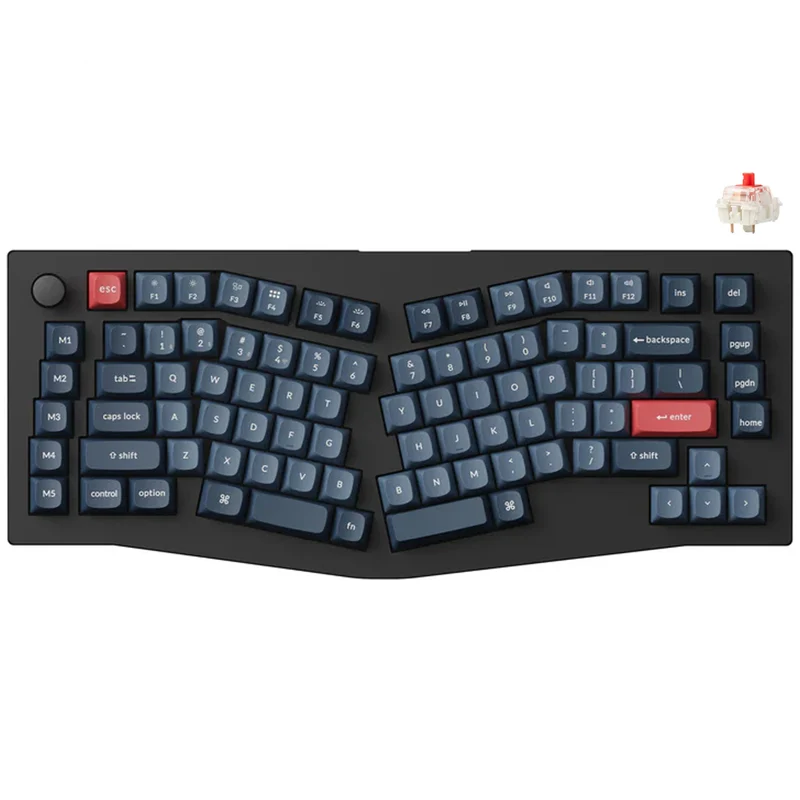 Keychron V10 Max QMK/VIA 75% Alice Fully Assembled Knob RGB Backlight Hot-Swappable Wireless Custom Mechanical Keyboard - Carbon Black (Gateron Jupiter Red Switch, Gateron Jupiter Brown Switch, Gateron Jupiter Banana Switch (V10M-D1, V10M-D3, V10M-D4)