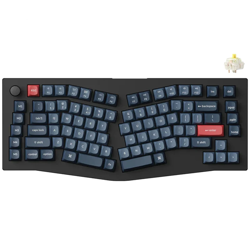 Keychron V10 Max QMK/VIA 75% Alice Fully Assembled Knob RGB Backlight Hot-Swappable Wireless Custom Mechanical Keyboard - Carbon Black (Gateron Jupiter Red Switch, Gateron Jupiter Brown Switch, Gateron Jupiter Banana Switch (V10M-D1, V10M-D3, V10M-D4)