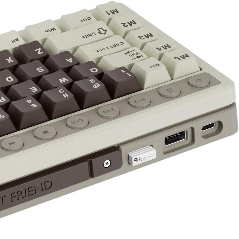 Royal Kludge RK M70 Tri-Mode RGB 73 Keys Hot-Swappable Mechanical Keyboard Mocha Grey (Cream Switch, Beige Switch)