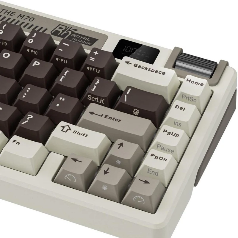 Royal Kludge RK M70 Tri-Mode RGB 73 Keys Hot-Swappable Mechanical Keyboard Mocha Grey (Cream Switch, Beige Switch)