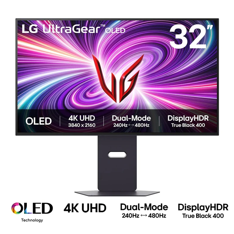 LG UltraGear OLED 32GS95UV-B 32" 4K UHD (3840x2160) Dual-Mode (4K 240Hz/FHD 480Hz) 0.03ms GTG DisplayHDR True Black 400 Tilt/Height/Swivel/Pivot Gaming Monitor