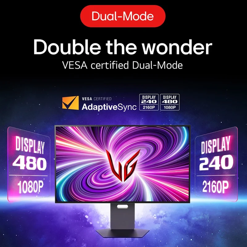 LG UltraGear OLED 32GS95UV-B 32" 4K UHD (3840x2160) Dual-Mode (4K 240Hz/FHD 480Hz) 0.03ms GTG DisplayHDR True Black 400 Tilt/Height/Swivel/Pivot Gaming Monitor