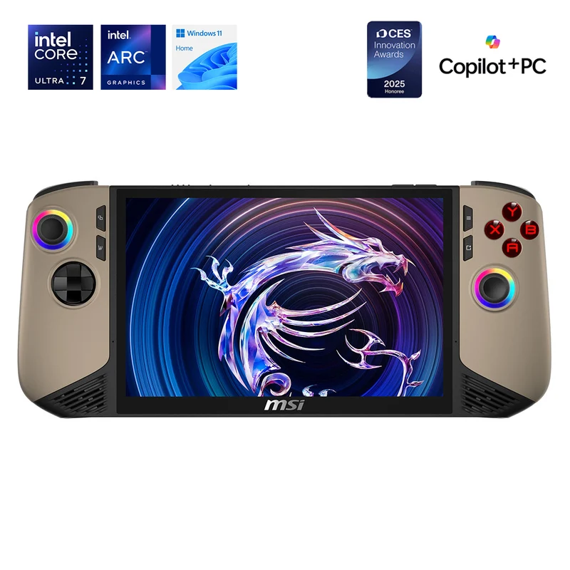 MSI Gaming Claw 8 AI+ A2VM-019PH Handheld Gaming Console (Sandstorm) | 8" FHD+ (1920x1200) 120Hz Touch | Intel Core Ultra 7 258V | 32GB RAM | 1TB SSD | Intel Arc | Windows 11 Home