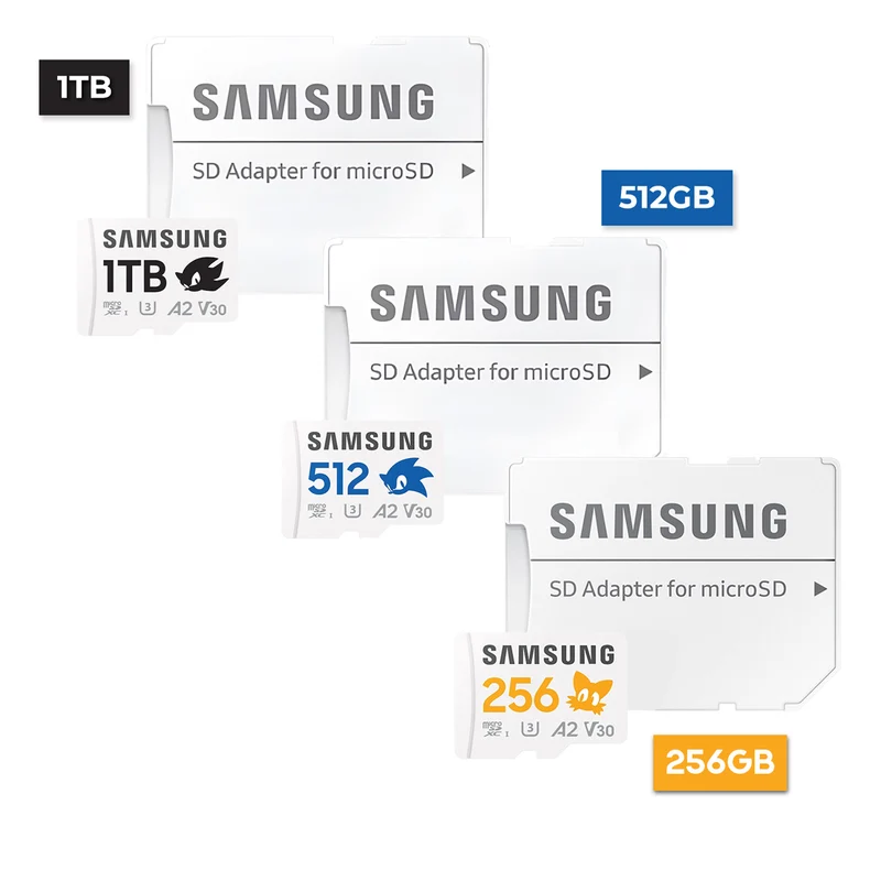 Samsung Pro Plus Sonic The Hedgehog UHS-I 180MB/s Read microSDXC Card with Adapter (256GB, 512GB, 1TB)