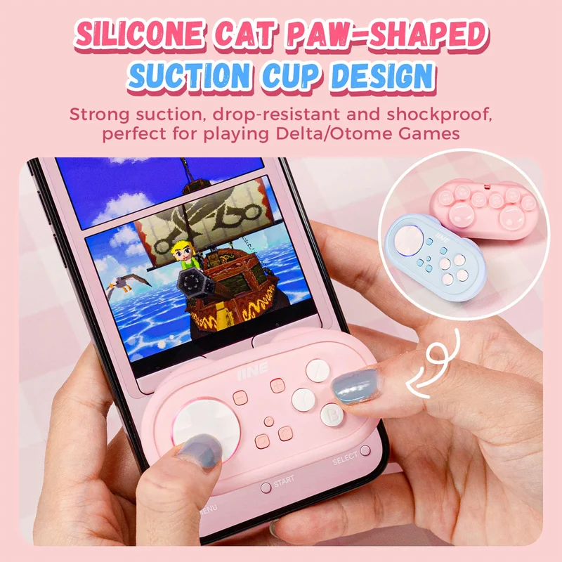 IINE Wireless Mini Controller with Suction Cup Cover (Pink, Blue)
