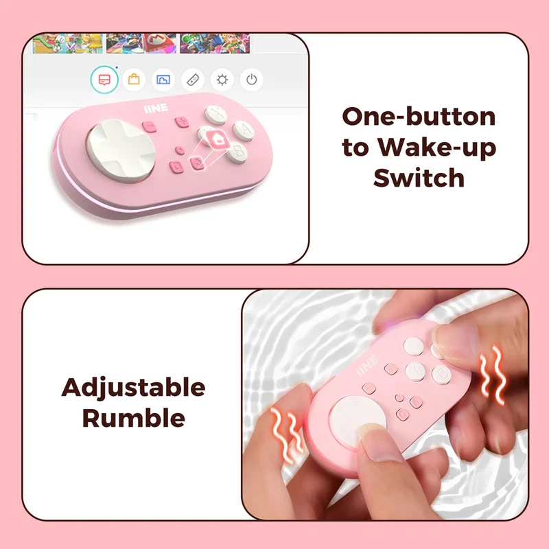 IINE Wireless Mini Controller with Suction Cup Cover (Pink, Blue)
