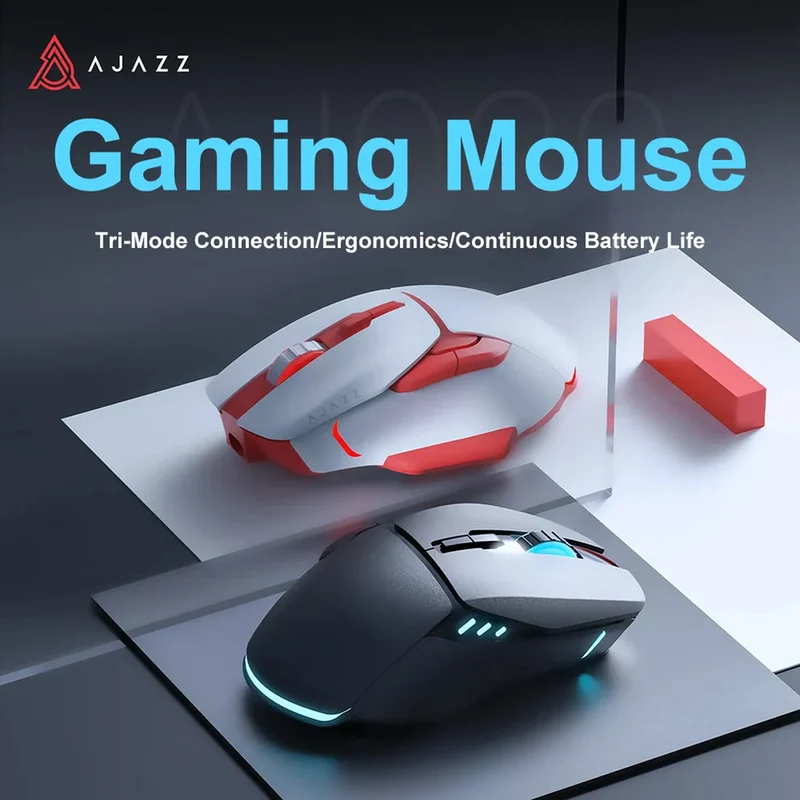 Ajazz AJ039 Tri-Mode Gaming Mouse (Black, Red/White)