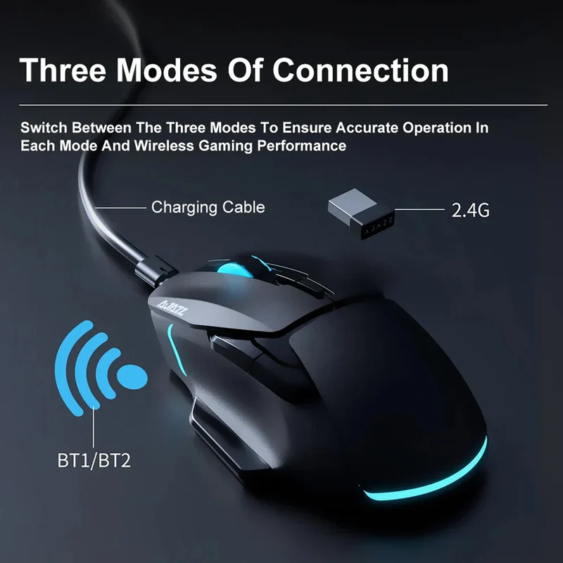 Ajazz AJ039 Tri-Mode Gaming Mouse (Black, Red/White)