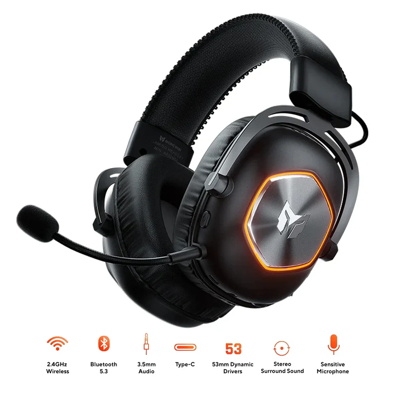 Bigbig Won Halo Pro Tri-Mode Gaming Headset for PS5 / PS4 / XboxOne / Xbox Series / Switch / PC / Android / iOS (Black)