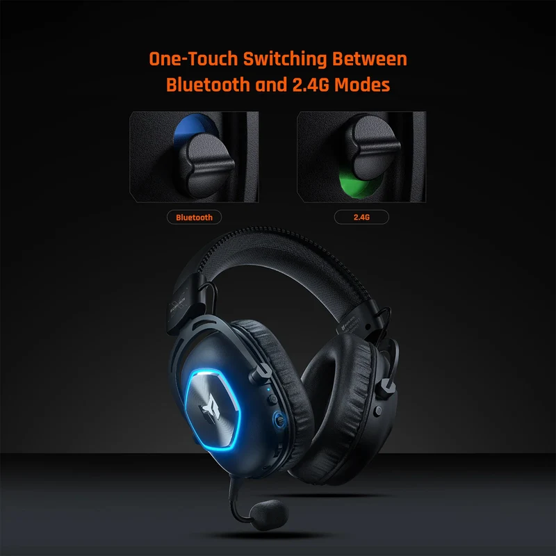 Bigbig Won Halo Pro Tri-Mode Gaming Headset for PS5 / PS4 / XboxOne / Xbox Series / Switch / PC / Android / iOS (Black)