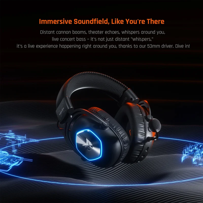 Bigbig Won Halo Pro Tri-Mode Gaming Headset for PS5 / PS4 / XboxOne / Xbox Series / Switch / PC / Android / iOS (Black)