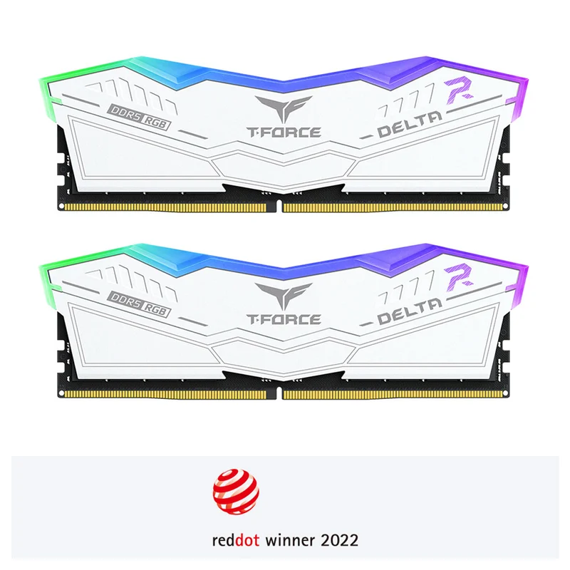 TeamGroup T-Force Delta RGB DDR5 48GB (2x24GB) 6400MHz CL32-39-39-84 1.35V Gaming Desktop Memory (White) (FF4D548G6400HC32ADC01)