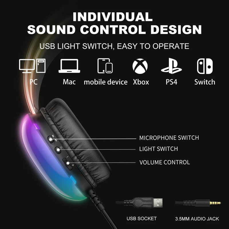 Onikuma X25 RGB Professional Gaming Headset with Noise Cancellation Microphone (Black, White)