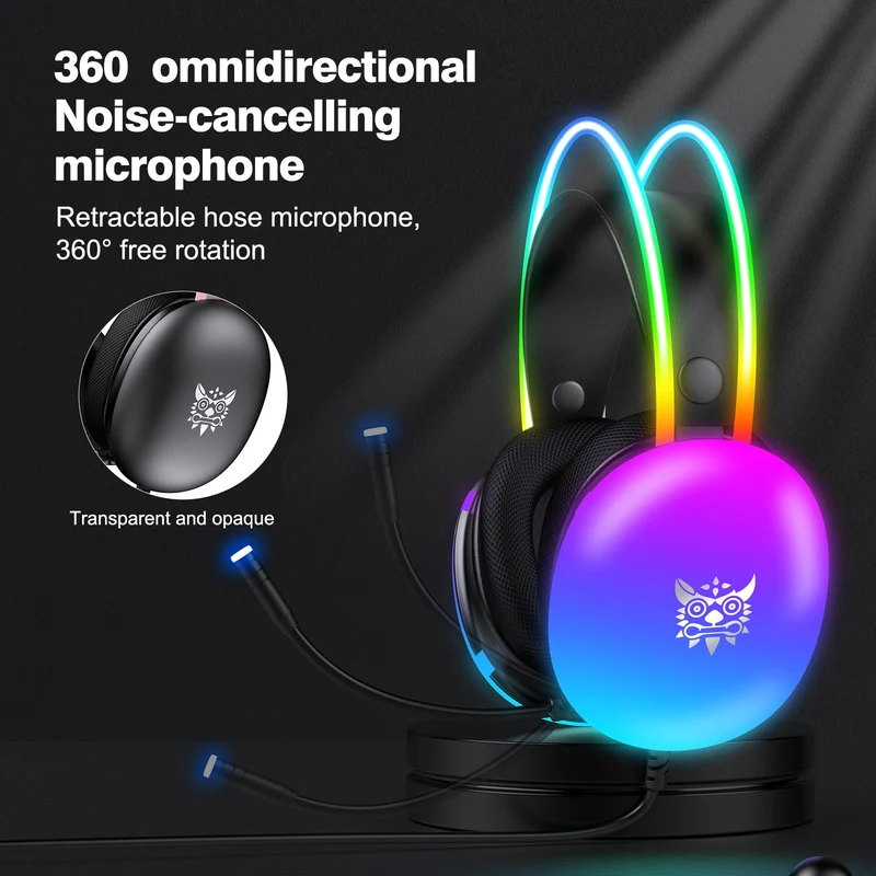 Onikuma X25 RGB Professional Gaming Headset with Noise Cancellation Microphone (Black, White)