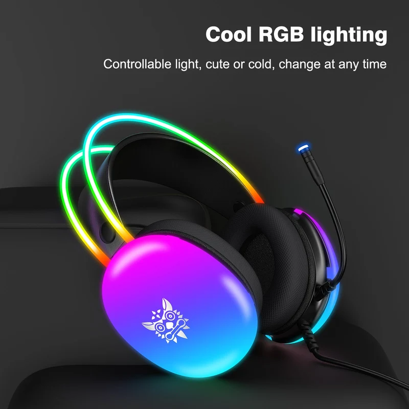 Onikuma X25 RGB Professional Gaming Headset with Noise Cancellation Microphone (Black, White)