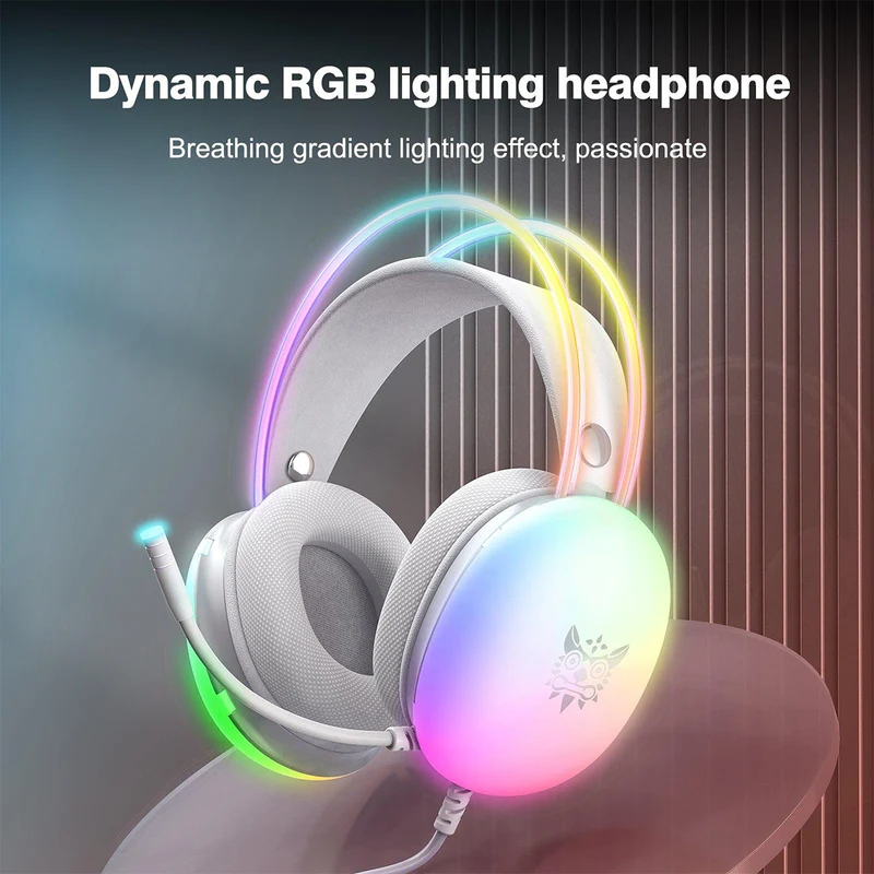 Onikuma X25 RGB Professional Gaming Headset with Noise Cancellation Microphone (Black, White)