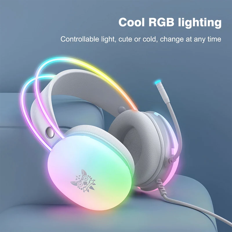 Onikuma X25 RGB Professional Gaming Headset with Noise Cancellation Microphone (Black, White)