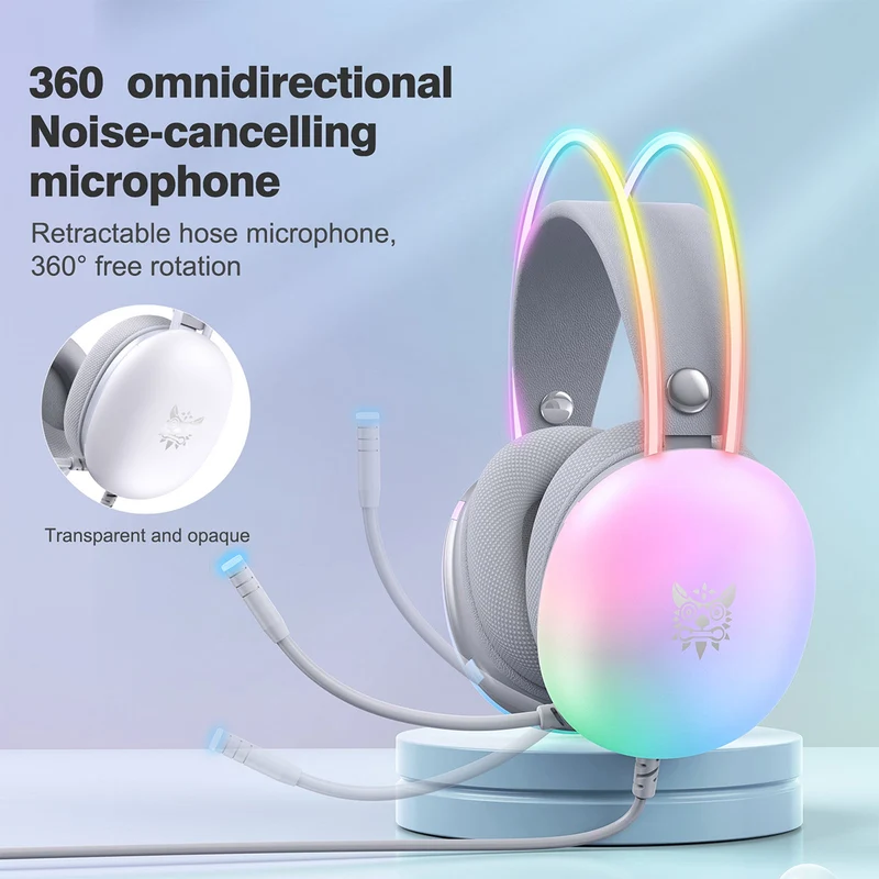 Onikuma X25 RGB Professional Gaming Headset with Noise Cancellation Microphone (Black, White)