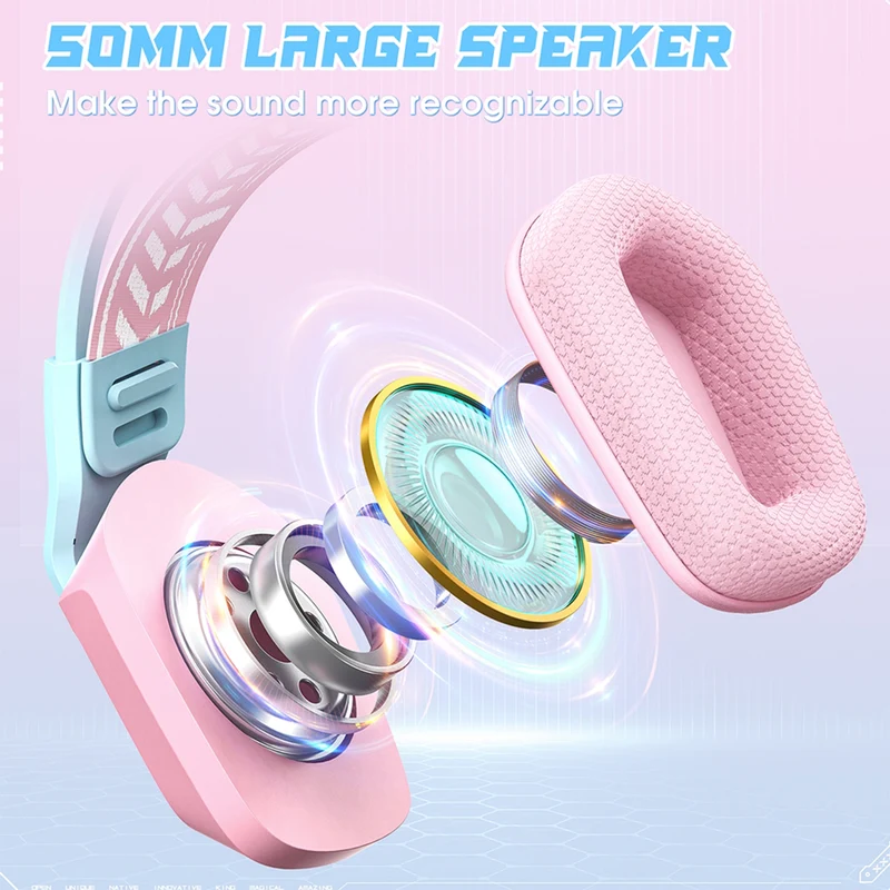 Onikuma X13 RGB Colorful Lighting Wired Gaming Headset with Noise Cancelling Microphone (Pink)