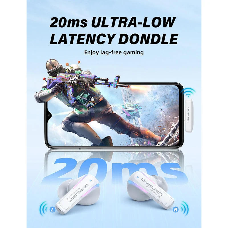 Onikuma T27 Wireless Dual Microphone Noise Reduction (Black, White)