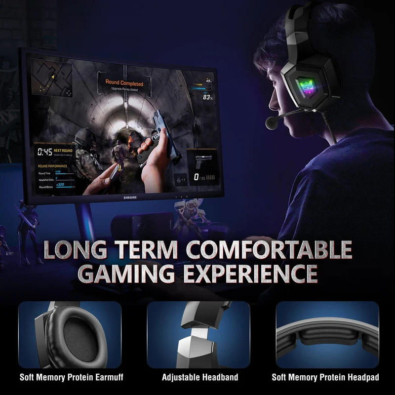 Onikuma K8 Wired Professional Gaming Headset with Noise Cancellation Microphone (Black, White)