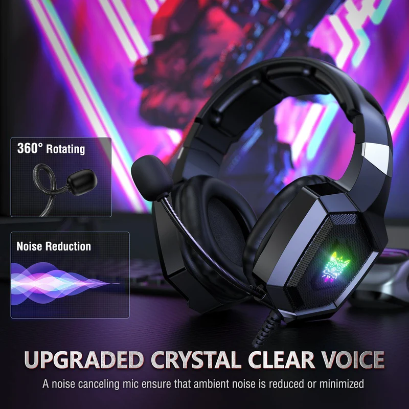 Onikuma K8 Wired Professional Gaming Headset with Noise Cancellation Microphone (Black, White)