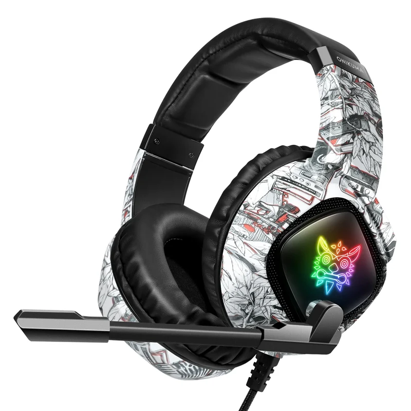 Onikuma K19 Professional Gaming Headset with RGB Led Backlight (Camo Grey, Camo White)