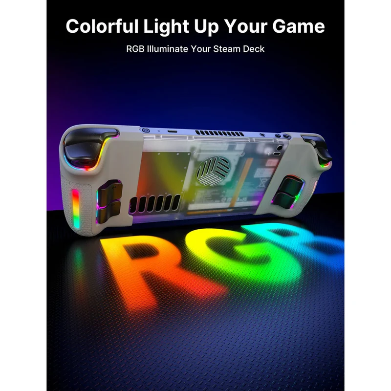 JSAUX RGB & Vents Transparent Back Plate for Steam Deck & Steam Deck OLED (Crystal) (PC0106C)