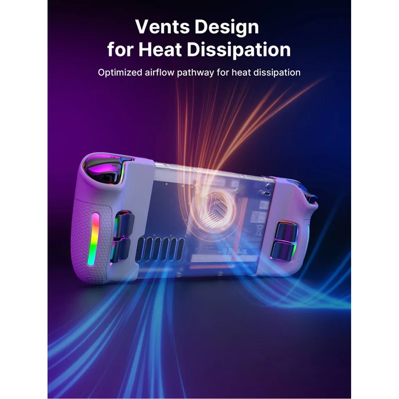 JSAUX RGB & Vents Transparent Back Plate for Steam Deck & Steam Deck OLED (Crystal) (PC0106C)