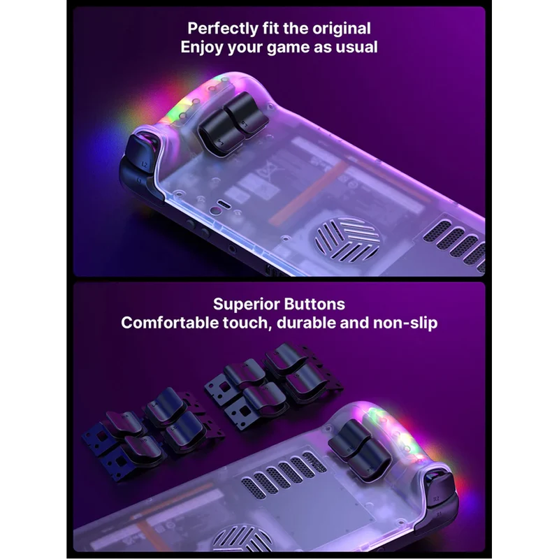 JSAUX RGB & Vents Transparent Back Plate for Steam Deck & Steam Deck OLED (Crystal) (PC0106C)