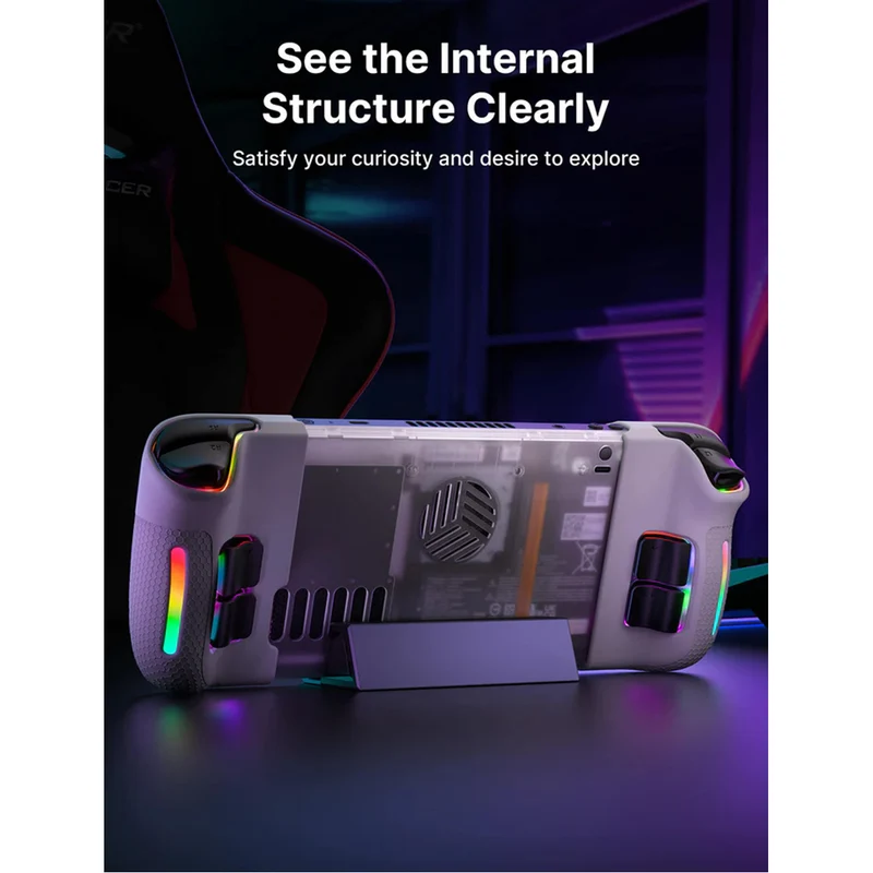 JSAUX RGB & Vents Transparent Back Plate for Steam Deck & Steam Deck OLED (Crystal) (PC0106C)