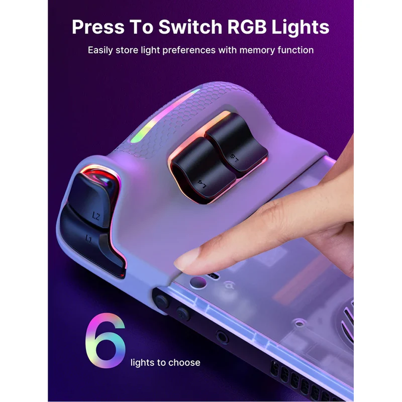 JSAUX RGB & Vents Transparent Back Plate for Steam Deck & Steam Deck OLED (Crystal) (PC0106C)