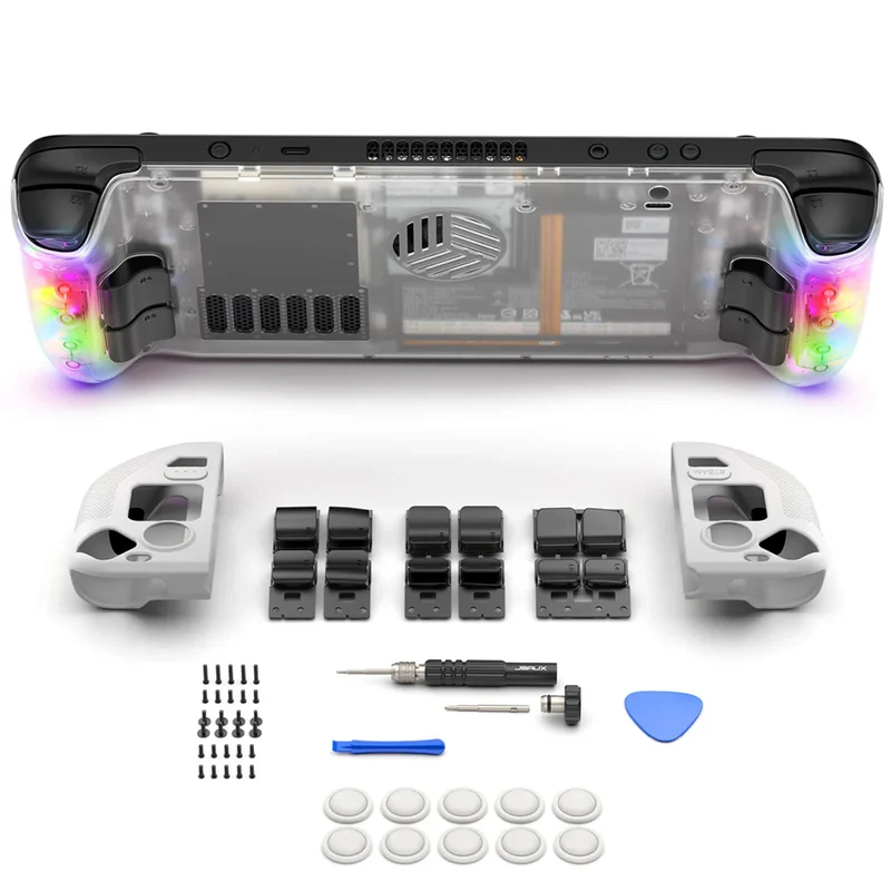 JSAUX RGB & Vents Transparent Back Plate for Steam Deck & Steam Deck OLED (Crystal) (PC0106C)